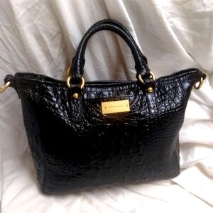 Brahmin Leather Black Melbourne Bag Womens Mini Small Satchel Handbag Tote Purse